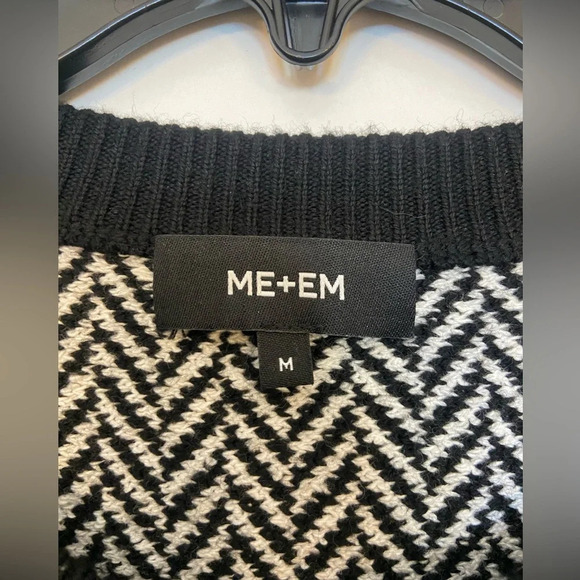 ME+EM Wool Blend Chevron Jacket Black & White Size Medium - Picture 5 of 8